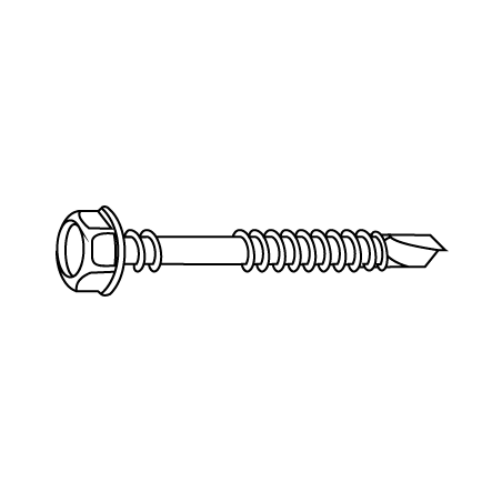 CHEMITOOL FASTENERS Self Drilling Hex Screw w/A18 Washer w/Two Threads for Sandwich Panels LV072 5,5x6,3x80 White Zinc plated