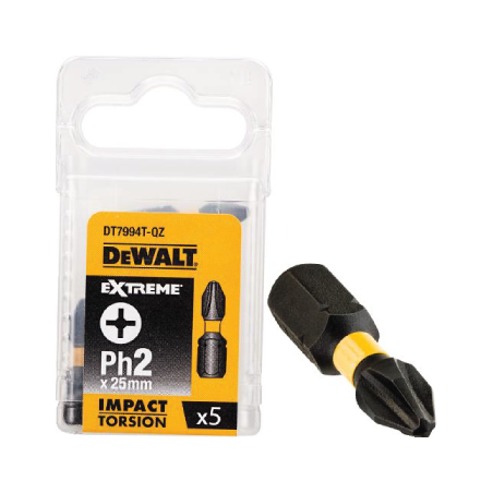 Puntas torsión de impacto 5xPH2 DeWalt 25mm