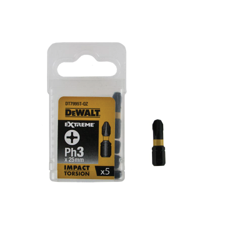 Puntas torsión de impacto 5xPH3 DeWalt 25mm