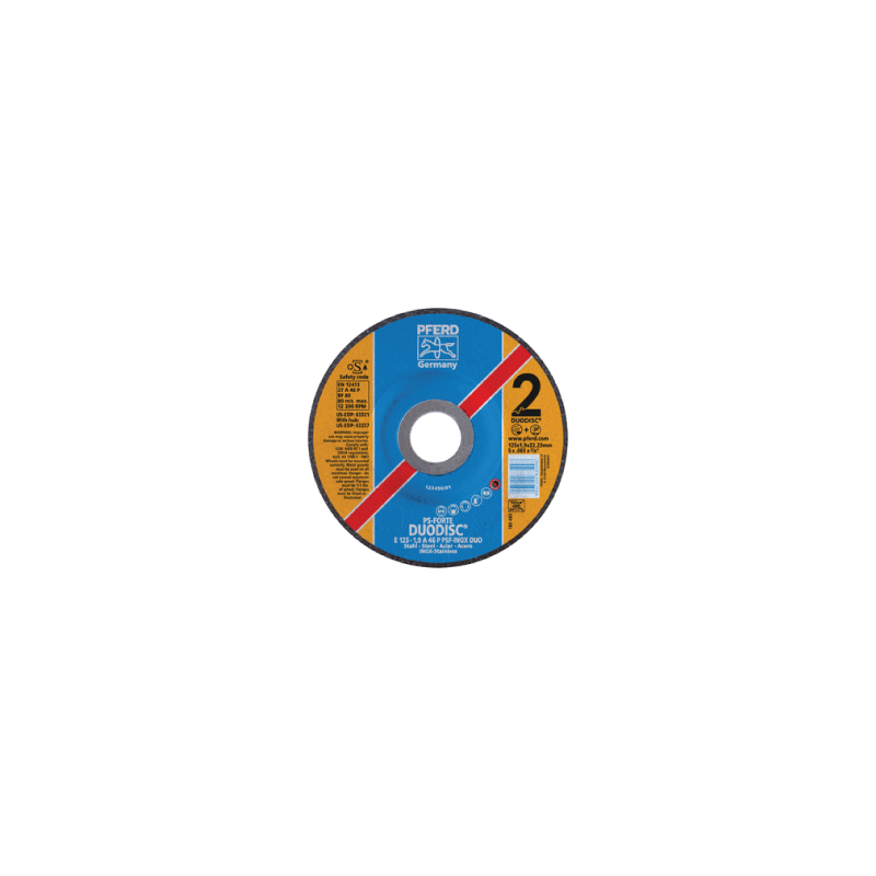 PFERD Cut-Off Wheels Universal Line PSF Duodisc Steelox Combination Wheel E 125-2,8 A 46 P PSF-Inox-Duo/22,23