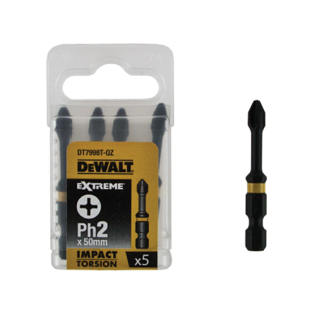 Puntas torsión de impacto 5xPH2 DeWalt 50mm