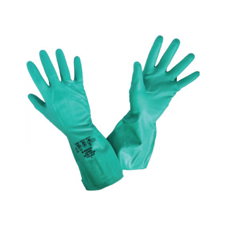 CHEMITOOL Green Nitrile Glove Inside Cotton