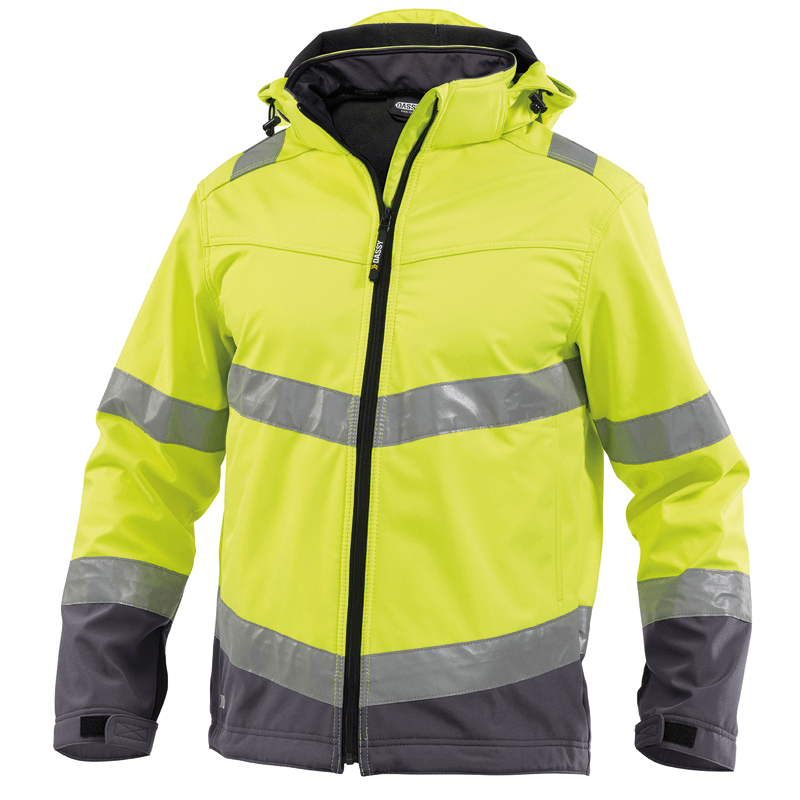DASSY Malaga High Visibility Softshell Jacket XL +/- 280 g/m² Fluo Yellow/Grey