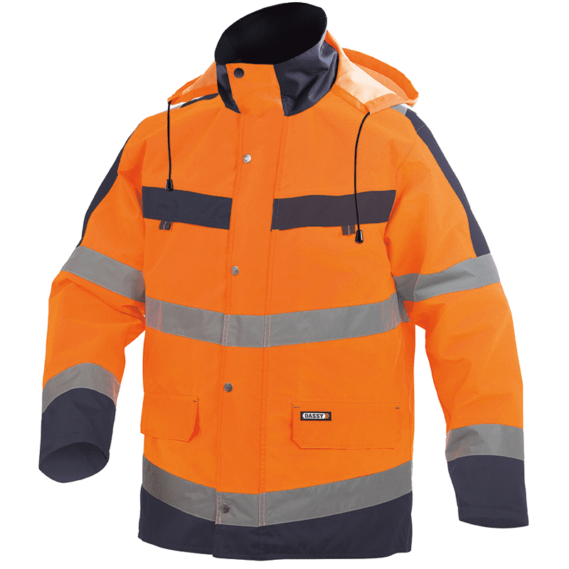 DASSY Atlantis High Visibility Waterproof Parka 2XL +/- 200 g/m² Fluo Orange/Navy