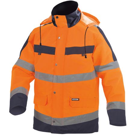 DASSY Atlantis High Visibility Waterproof Parka 2XL +/- 200 g/m² Fluo Orange/Navy