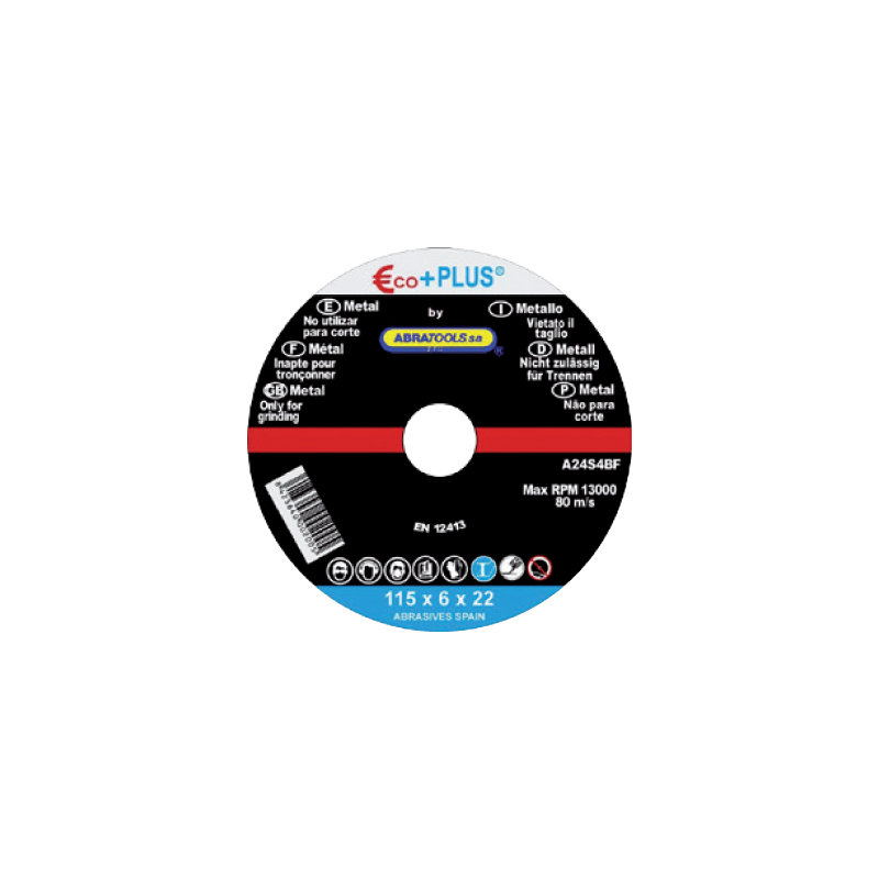 Disco de Desbaste Acero 125 x 6 x 22 mm ECO+PLUS Disco de Desbaste Acero 125 x 6 x 22 mm ECO+PLUS