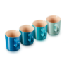 Set de 4 Tazas Metallics Azul 350ml
