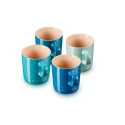 Stoneware Metallics Set of 4 Mugs Blue 350ml