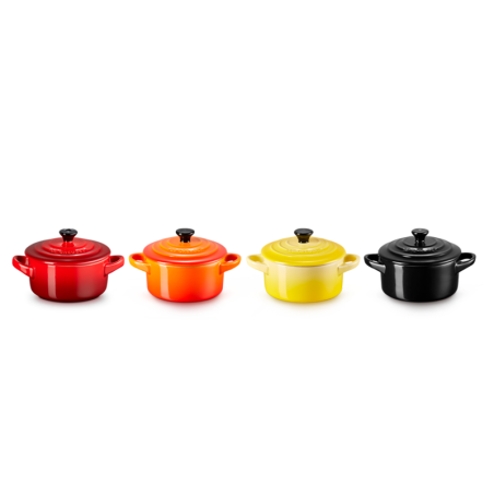 Set 4 Mini Cocottes 250ml Cerise, Vulcânico, Preto e Soleil