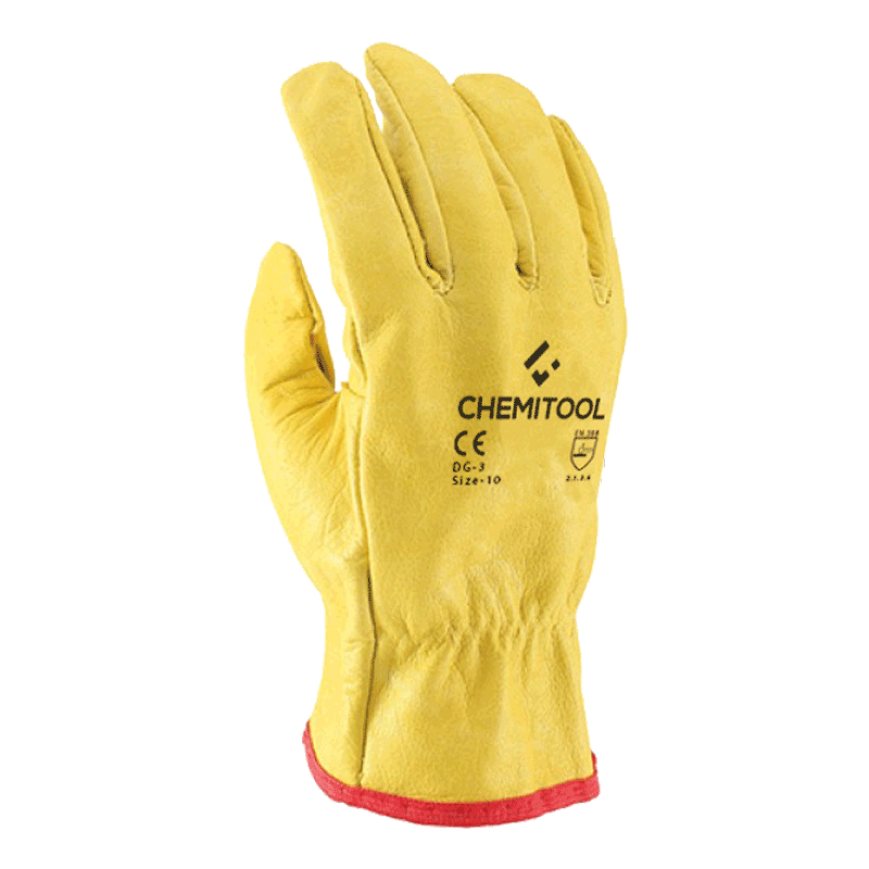 Luva Tipo Chefe em Pele Vaca Amarela REF:10 CHEMITOOL SAFETY Luva Tipo Chefe em Pele Vaca Amarela REF:10 CHEMITOOL SAFETY