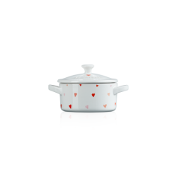 Mini Cocotte Redonda Corações Branco 10cm - L'Amour