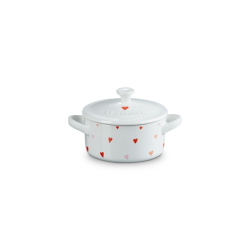 Mini Cocotte Redonda Corações Branco 10cm - L'Amour