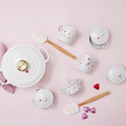 Mini Cocotte Redonda Corações Branco 10cm - L'Amour