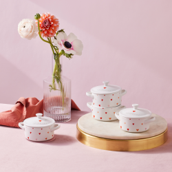Mini Cocotte Redonda Corações Branco 10cm - L'Amour