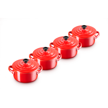 Set of 4 Petite Casseroles Metallic Red
