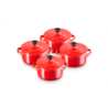 Set of 4 Petite Casseroles Metallic Red