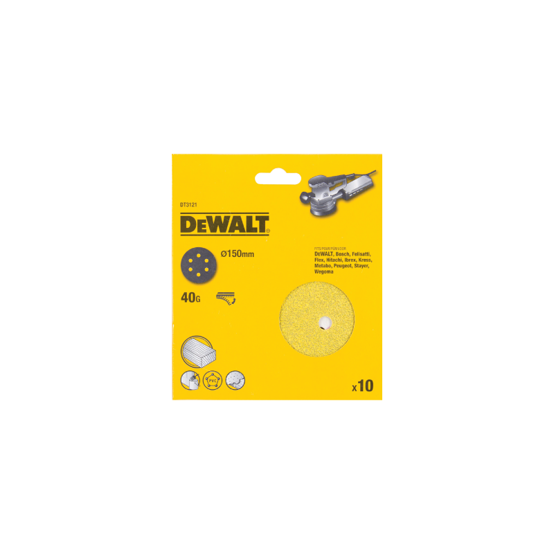 10 Discos De Lixa Com Velcro 150mm DeWalt G40