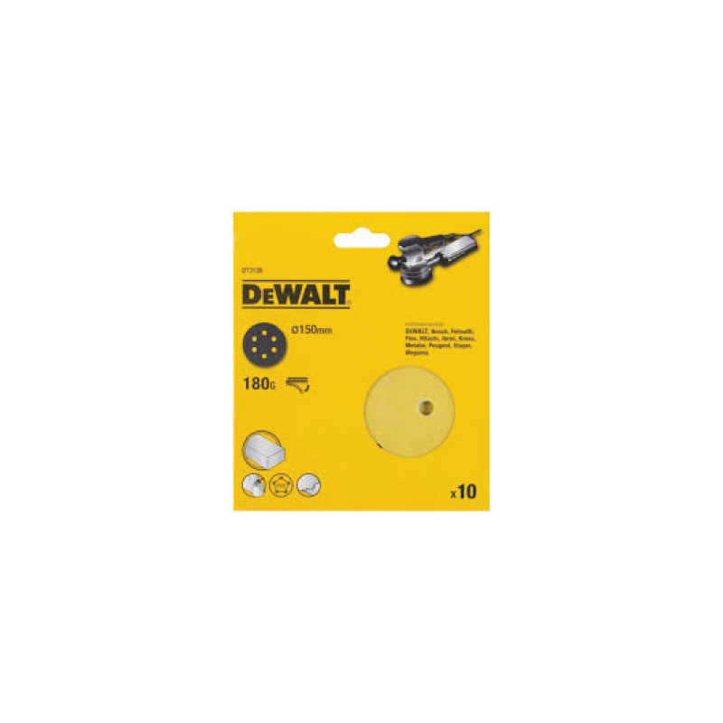 10 Discos De Lixa Com Velcro 150mm DeWalt G180
