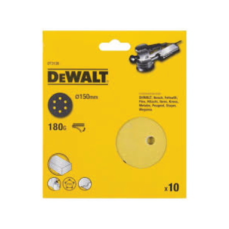 10 Discos De Lixa Com Velcro 150mm DeWalt G180
