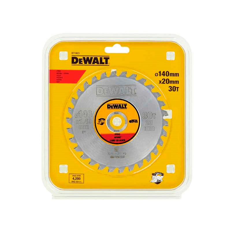 Lâmina para serra circular portátil para aço DeWalt (140mm x 20mm x 30D)