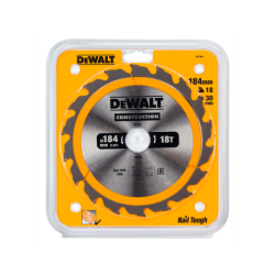 Hoja para sierra circular portátil para construcción DeWalt (184mm x 30mm x 18D)