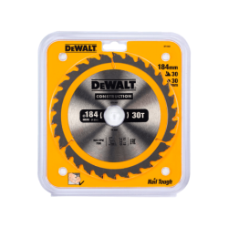 Hoja para sierra circular portátil para construcción DeWalt (184mm x 30mm x 30D)