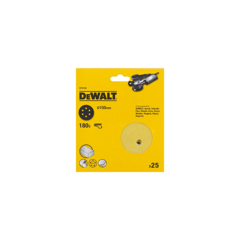 25 Discos De Lixa Com Velcro 150mm DeWalt G180