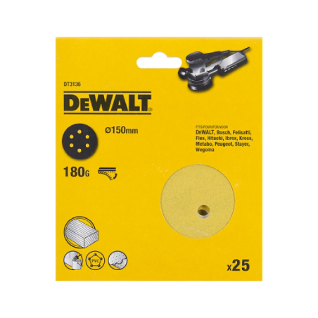 25 Discos De Lixa Com Velcro 150mm DeWalt G180