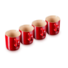Set of 4 Mugs Stoneware 350ml Metallic Red