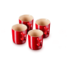 Set of 4 Mugs Stoneware 350ml Metallic Red