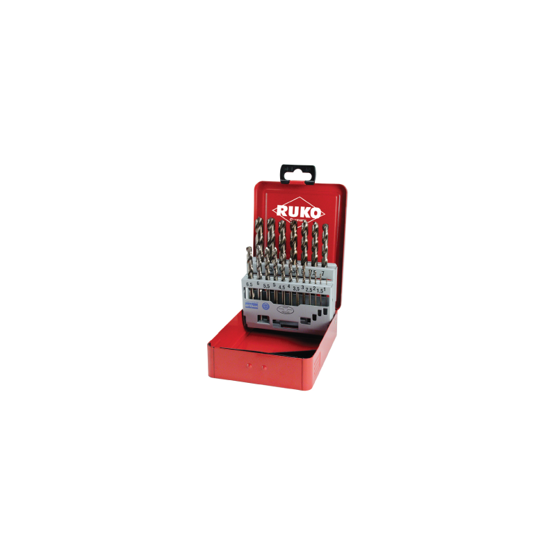 RUKO Set Of 19 Spiral Bits DIN 338 Type N, HSS-G Flat