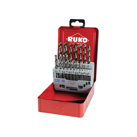 RUKO Set Of 19 Spiral Bits DIN 338 Type N, HSS-G Flat