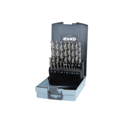 RUKO Set Of 19 Spiral Bits DIN 338 Type N, HSS-G Flat
