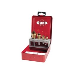 RUKO Slotted Taper And Deburring  Countersinker Set 90°  HSS-TIN (+ 1 x 30 g Tin Of Cutting Paste)
