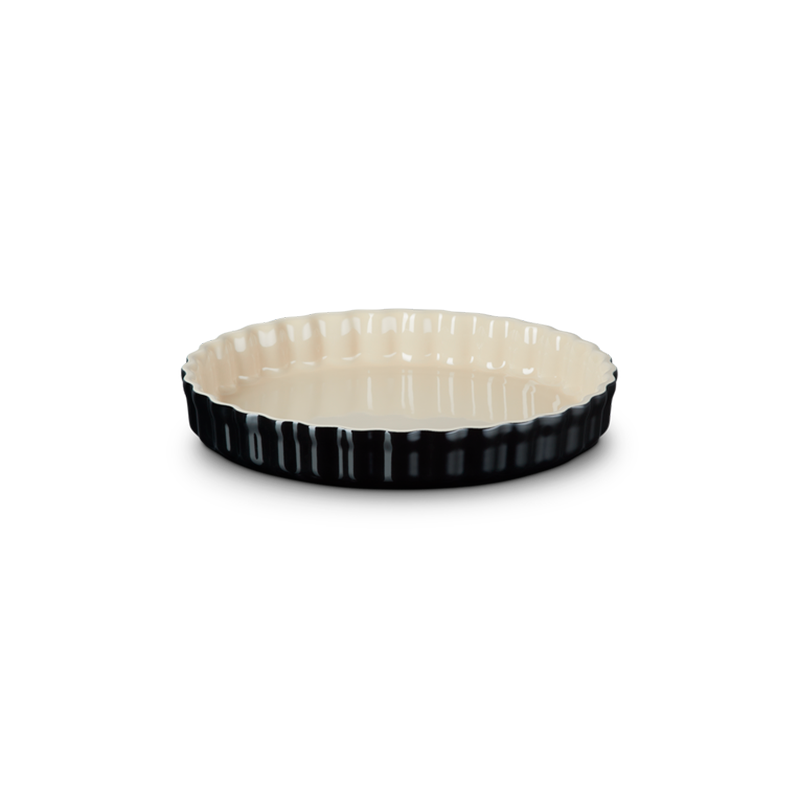 Stoneware Fluted Flan Dish 28cm Black Onyx - Heritage Stoneware Fluted Flan Dish 28cm Black Onyx - Heritage