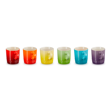 Set of 6 Espresso Mugs 100ml - Rainbow