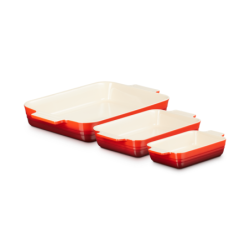 Set of 3 Rectangular Dishes Cerise - Classic