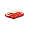 Set of 3 Rectangular Dishes Cerise - Classic