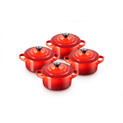 Stoneware Set of 4 Petite Casseroles 250ml Cerise