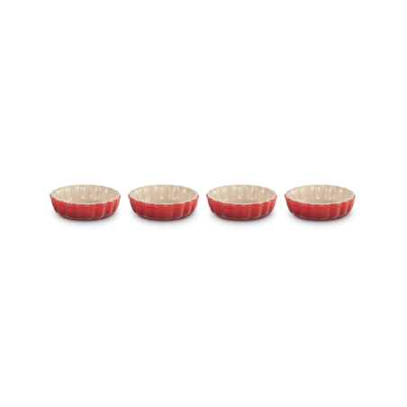 Set of 4 Fluted Flan Dishes 11cm Cerise - Heritage