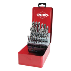 Juegos De 25 Brocas Espirales DIN 338 Tipo N, HSS-G Brillante RUKO