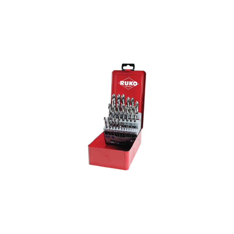 RUKO Set Of 25 Spiral Bits DIN 338 Type N, HSS-G Flat