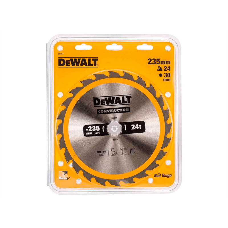 Hoja para sierra circular portátil para construcción DeWalt (235mm x 30mm x 24D)