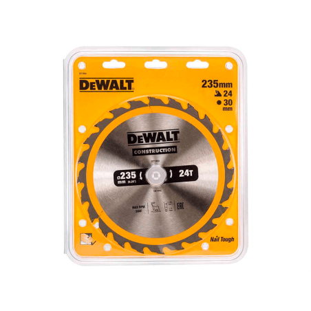 Hoja para sierra circular portátil para construcción DeWalt (235mm x 30mm x 24D)