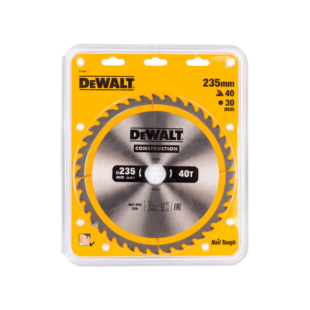 Hoja para sierra circular portátil para construcción DeWalt (235mm x 30mm x 40D)