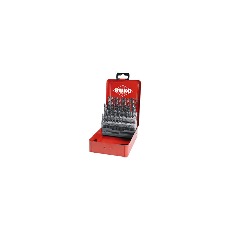 Juegos De 50 Brocas Espirales DIN 338 Tipo N, HSS-G Brillante RUKO Juegos De 50 Brocas Espirales DIN 338 Tipo N, HSS-G Brillante RUKO