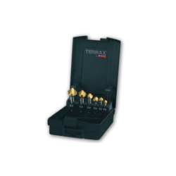 TERRAX by RUKO Taper and Deburring Countersinker Sets DIN 335 Type C 90° HSS-TiN, in Plastic Case