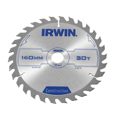 Folha Circular Manual de Construção para Serras IRWIN Ø160 mmx30T