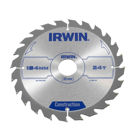 Folha Circular Manual de Construção para Serras IRWIN Ø184 mmx24T