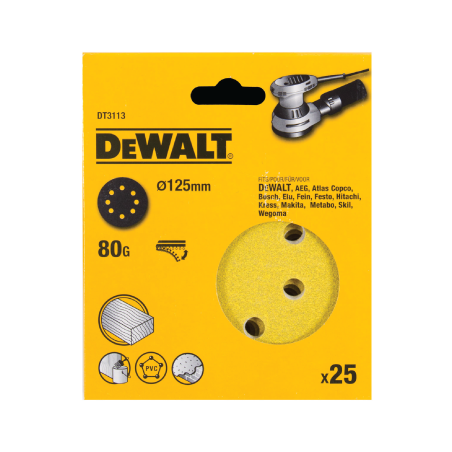25 Discos De Lixa Com Velcro 125mm DeWalt G80